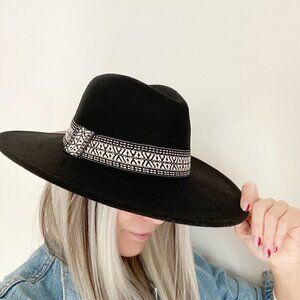 Black Wide Brim Rancher Style Hat